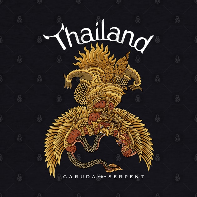 Garuda and Serpent Thai Art Design by KewaleeTee